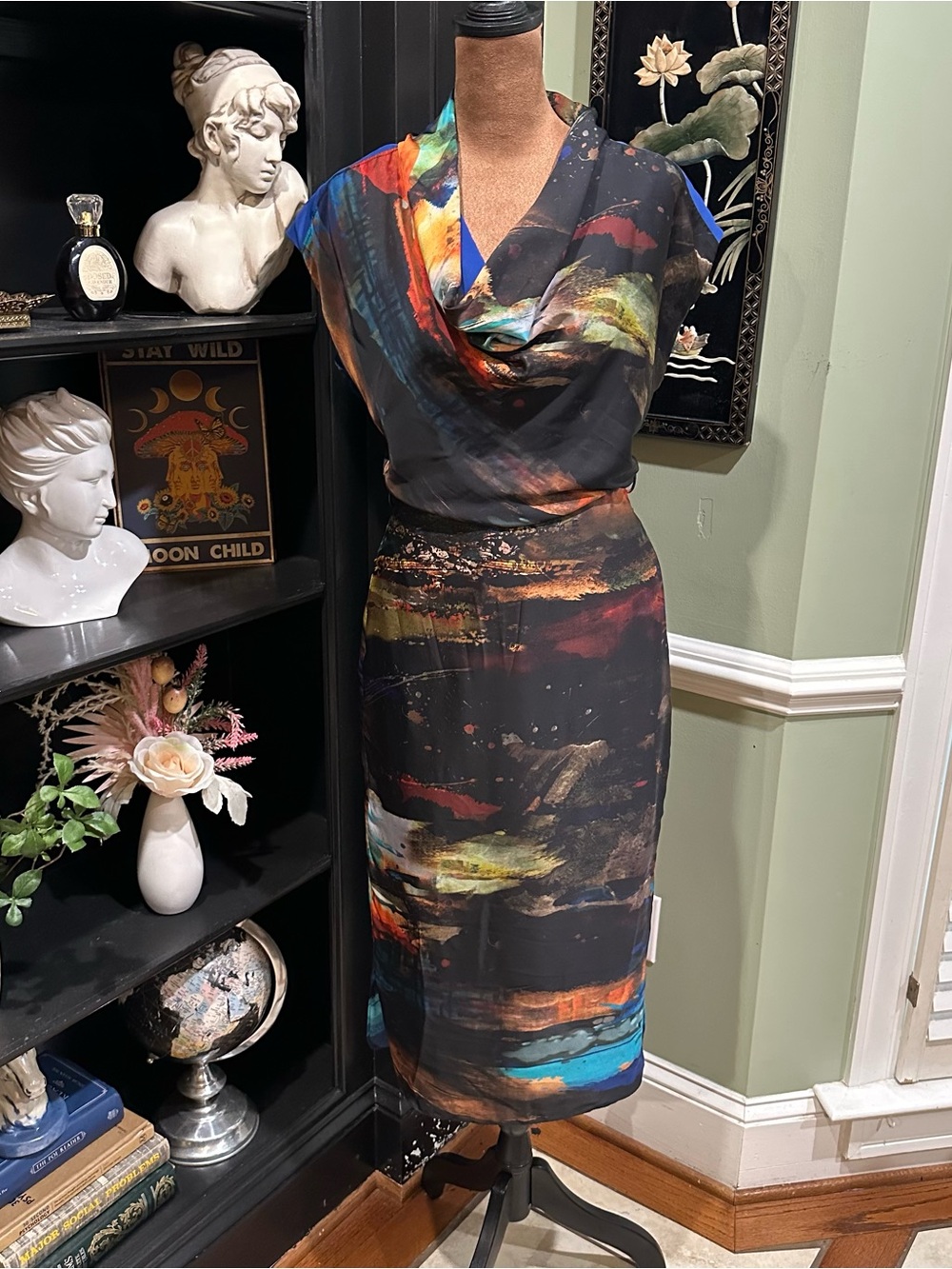 Ted Baker Painterly Cowl‑Neck Sheath Dress Size 2 (US 6)
